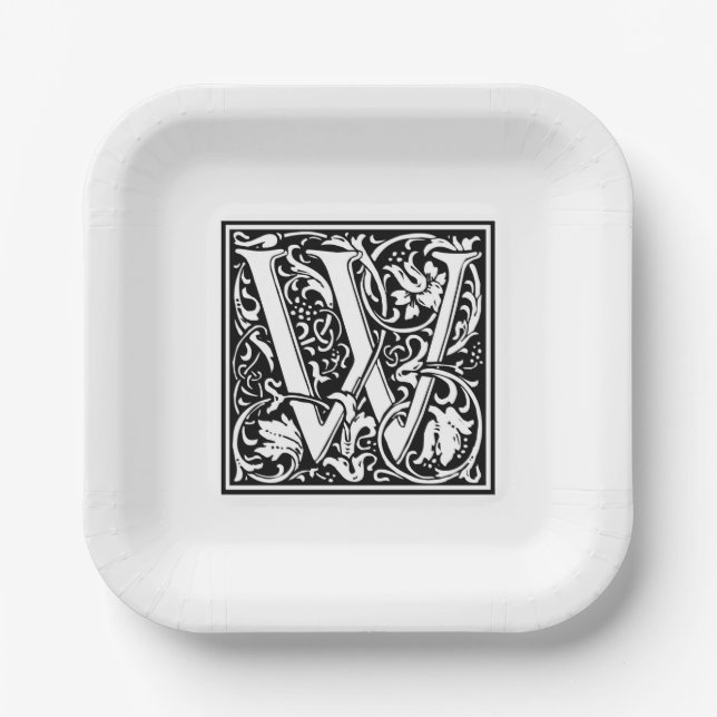 Plato De Papel Alfabeto de William Morris “W” (Anverso)