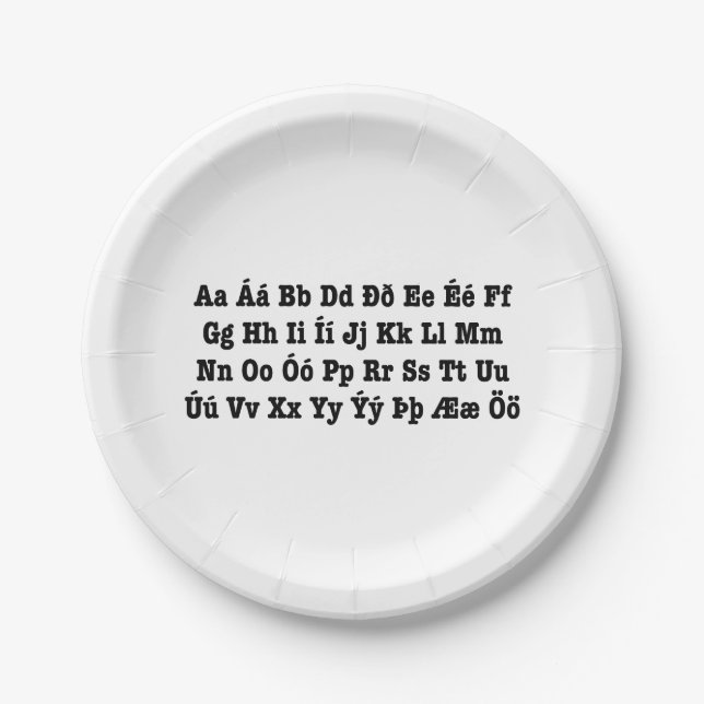 Plato De Papel Alfabeto islandés [Íslenska Stafrófič] (Anverso)