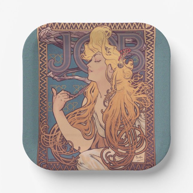 Plato De Papel Alfonse Mucha Job Art Nouveau (Anverso)