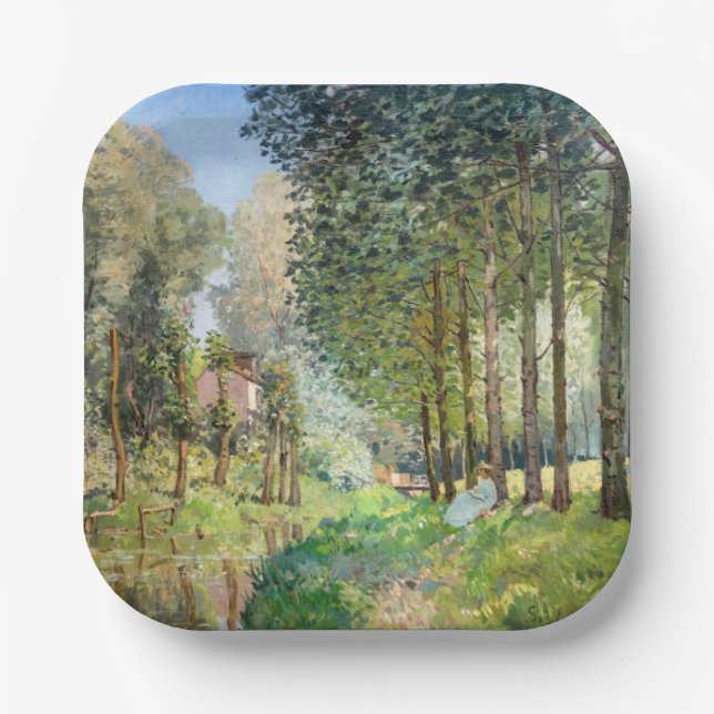 Plato De Papel Alfred Sisley - Descanso a lo largo del arroyo (Anverso)