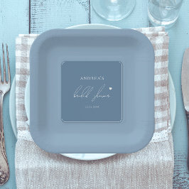 Plato De Papel Algo Azul Antes De Hacer Ducha De Novias Elegante