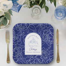 Plato De Papel Algo Azul Antes De Hacer Una Ducha Bridal Elegante
