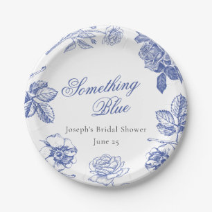 Plato De Papel Algo de la invitación a la ducha azul de novia