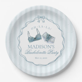 Plato De Papel Algo de Lencería Azul para la Despedida de Soltera