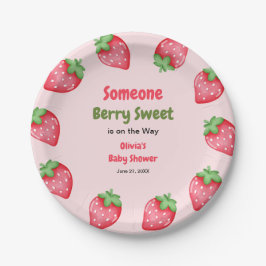 Plato De Papel Alguien Berry Sweet Pink Strawberry Baby Shower