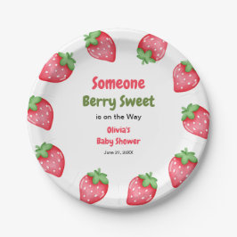 Plato De Papel Alguien Berry Sweet Strawberry Baby Shower