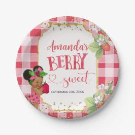 Plato De Papel Alguien Berry Sweet Strawberry Chica Baby Shower