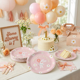 Plato De Papel Algún Conejito es una Fiesta de Cumpleaños Número 