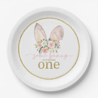 Plato De Papel Algún conejo cumple UN AÑO (Orejas de conejo)