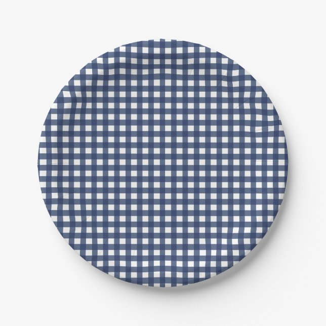Plato De Papel Algun conejo es uno azul Gingham Cumpleaños (Anverso)