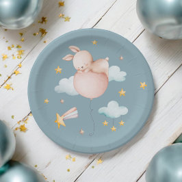 Plato De Papel Algunos Bunny Balloon & Shooting Star Baby Shower