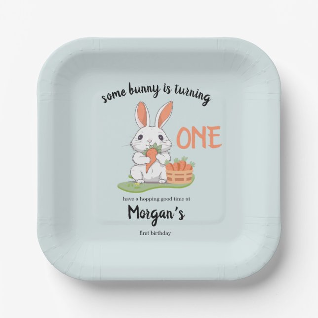 Plato De Papel Algunos conejitos son Chicas de un niño (Anverso)