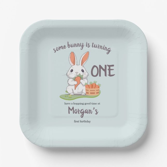 Plato De Papel Algunos conejitos son Chicas de un niño (Anverso)