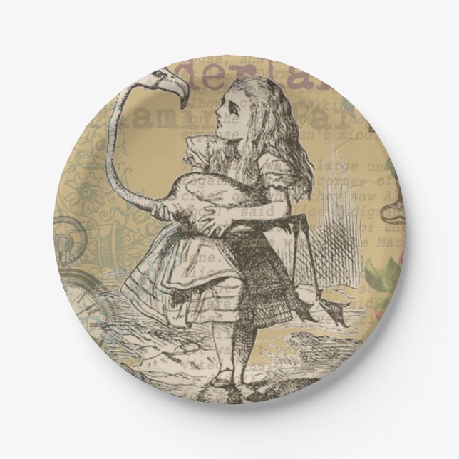 Plato De Papel Alice in Wonderland Flamingo Classic (Anverso)