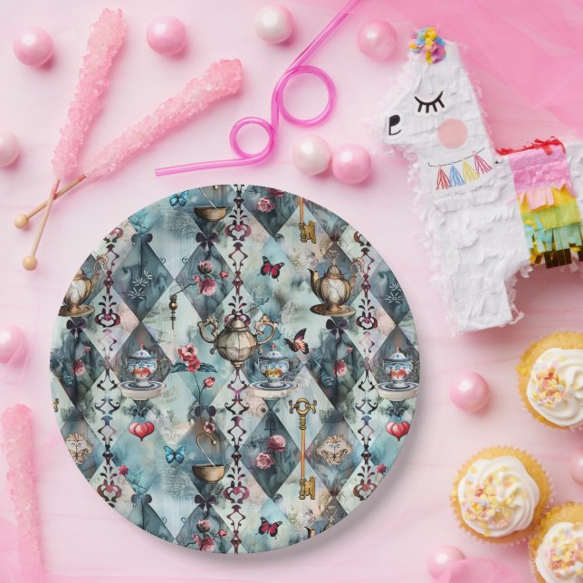 Plato De Papel Alice in Wonderland Pattern (Fiesta)