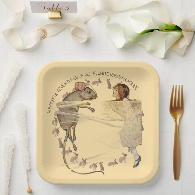 Plato De Papel Alice in Wonderland Rabbit Mouse (Boda)