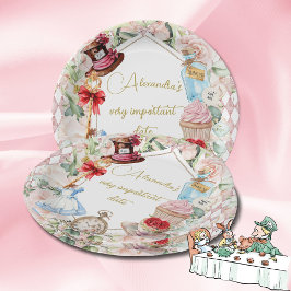 Plato De Papel Alice In Wonderland Tema Floral Pink Personal