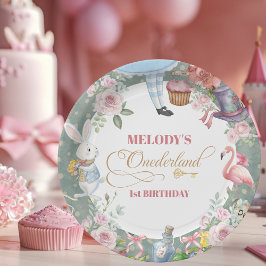 Plato De Papel Alice in Wonderland Vintage 1st birthday