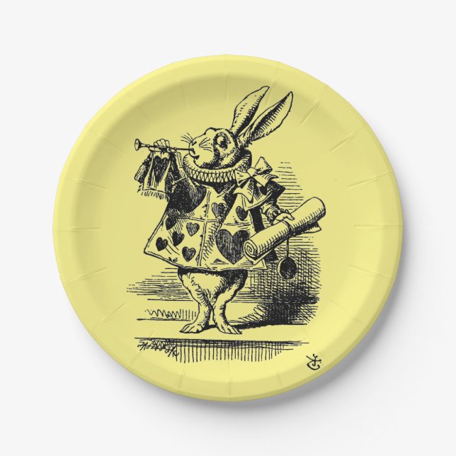 Plato De Papel Alice in Wonderland – white rabbit children (Anverso)