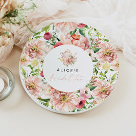 Plato De Papel ALICE Rosado Flores Desayuno Brunch Fiesta de Desp