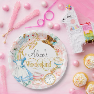 Plato De Papel Alice Wonderland loco hatter tea fiesta cumpleaños