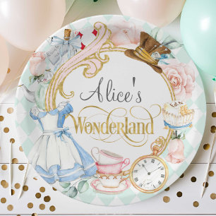 Plato De Papel Alice Wonderland mad hatter tea fiesta cumpleaños