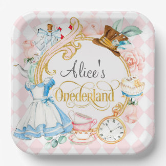 Plato De Papel Alicia en el Onederland loco hatter tea fiesta cum