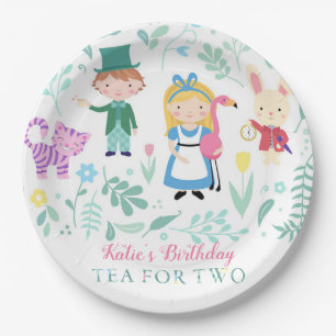 Plato De Papel Alicia en el té del país de las maravillas para