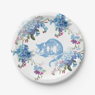 Plato De Papel Alicia en la placa de papel del gato azul de