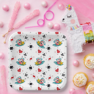 Plato De Papel Alicia en placas de papel negro para el tema de la