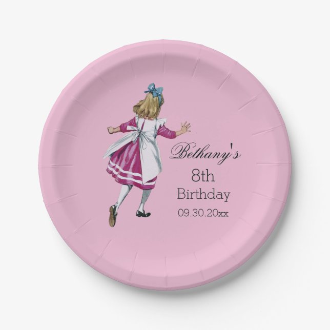 Plato De Papel Alicia personalizada en fiesta de cumpleaños del (Anverso)