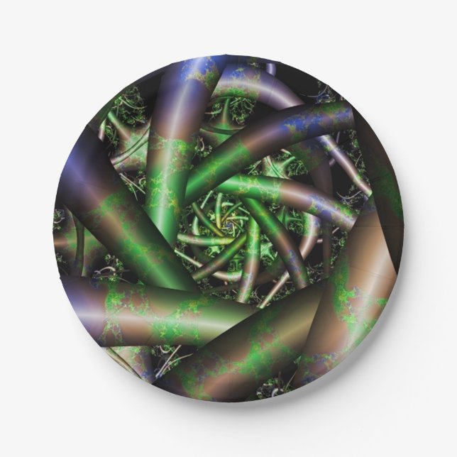 Plato De Papel Alien | Arte fractal multicolor (Anverso)