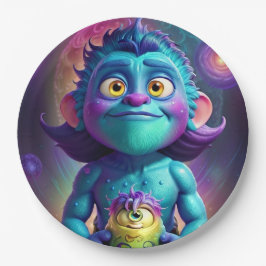 Plato De Papel Alien espacial y amigo