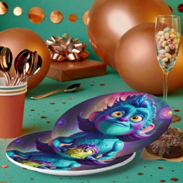 Plato De Papel Alien espacial y amigo