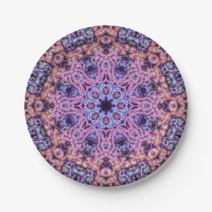 Plato De Papel Alien Kaleidoscopic Mandala morado intrincado