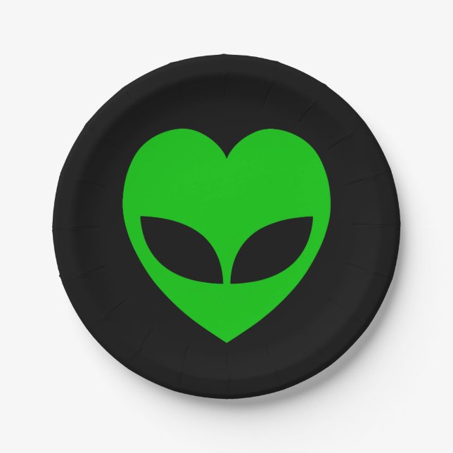 Plato De Papel Alien Love Heart Paper Plates (Anverso)