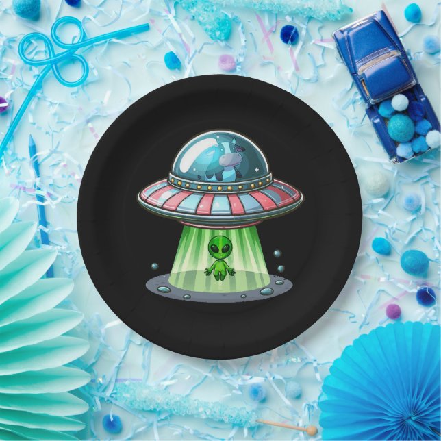 Plato De Papel Alien secuestrador de vacas (Fiesta)