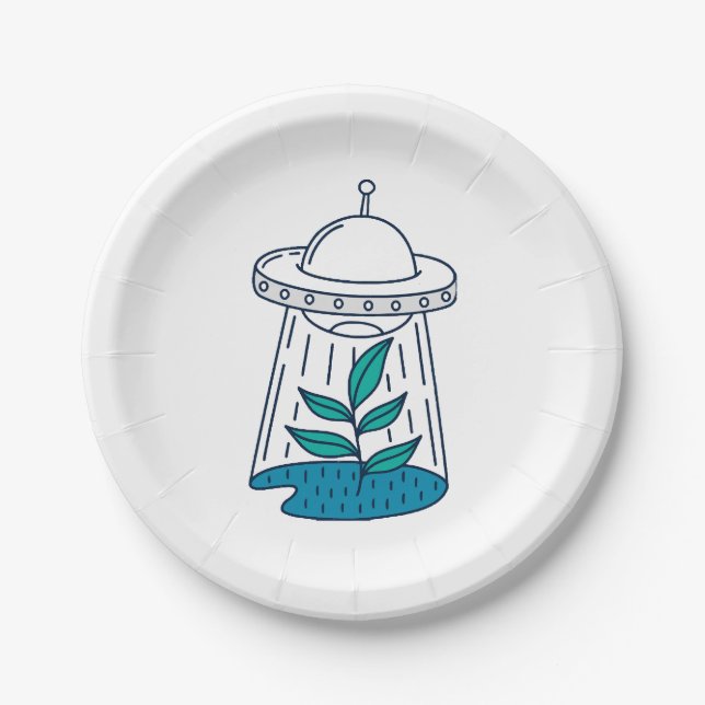 Plato De Papel Aliens UFO (Anverso)