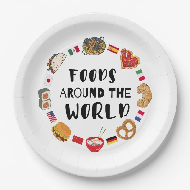 Plato De Papel Alimentos en todo el mundo (Anverso)