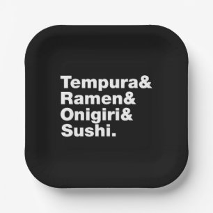 Plato De Papel Alimentos japoneses Tempura y Ramen y Onigiri y Su