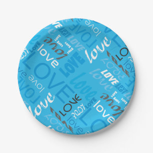 Plato De Papel Alive Cyan Gallery Love Words Art