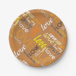 Plato De Papel Alive Naranja Gallery Love Words Art