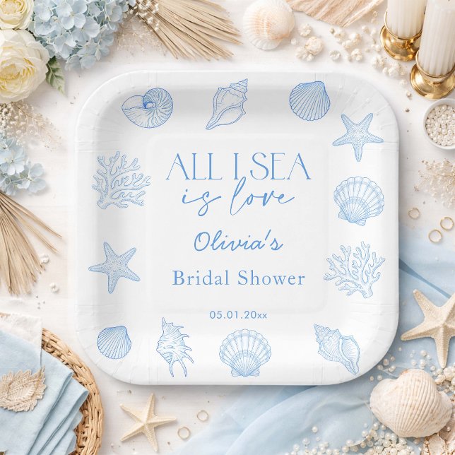 Plato De Papel All I Sea Is Love Bridal Shower  (Subido por el creador)