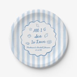 Plato De Papel All I Sea Is Love Seashell Coastal Bridal Shower