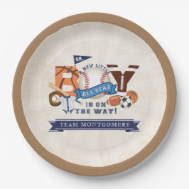 Plato De Papel All Star Sports Boy Baby Shower