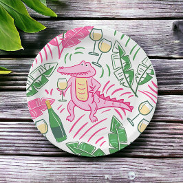 Plato De Papel Alligator Wine Pink Green Preppy