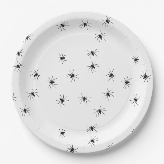 Plato De Papel Allover Spiders Halloween (Anverso)