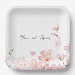 Plato De Papel Allting Pink Cherry Blossom Flowers