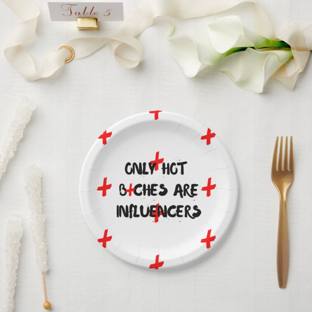 Plato De Papel Almohada con cita divertida de influencer para dec (Boda)