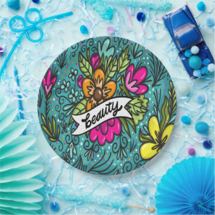 Plato De Papel Almohada Decorativa Belleza con Flores
